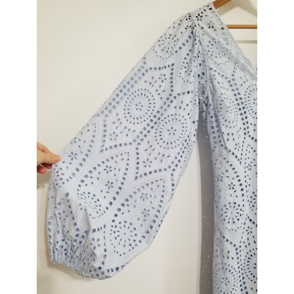 NWT GANNI Broderie Anglaise Eyelet Lace Midi Dress Light Blue EU 32/ US 0 $475 - Picture 12 of 16